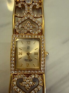 Victoria Wieck Gold-Tone Crystal-Embellished Beacelet Watch